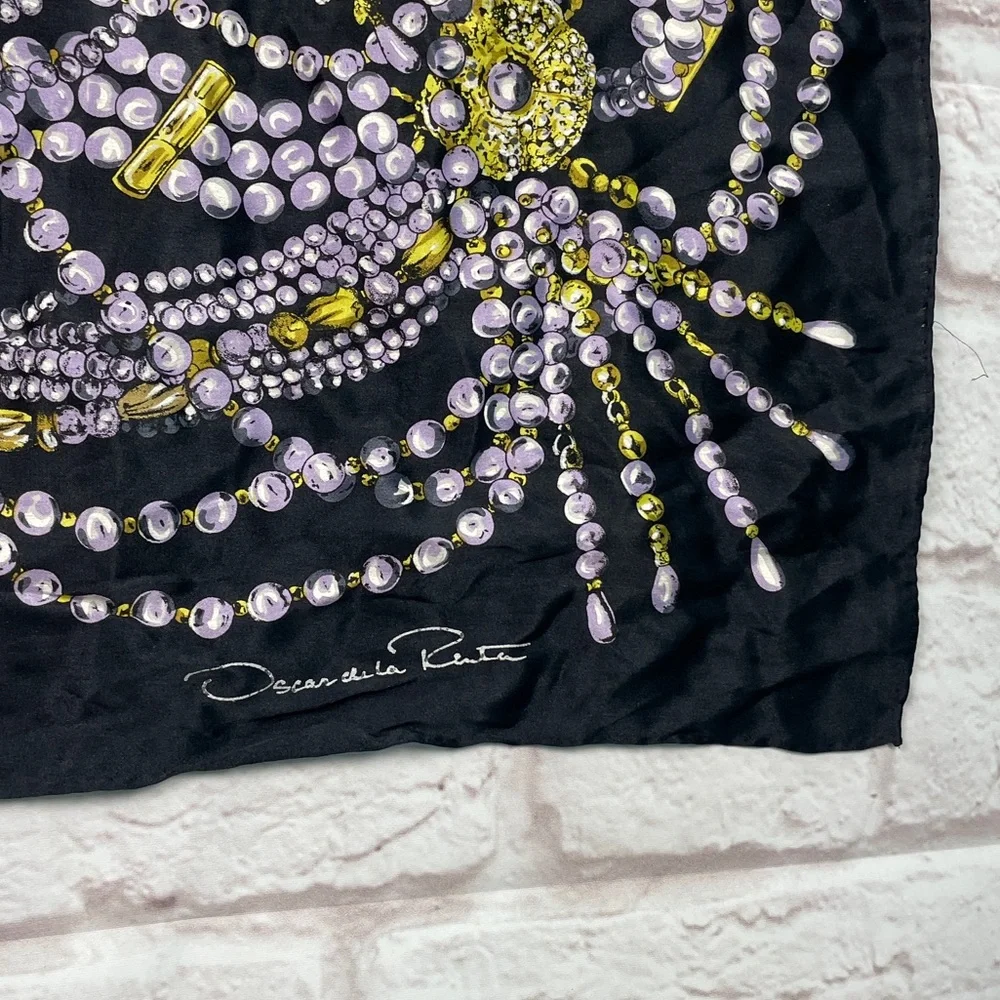 Oscar De La Renta Silk Pearl Jewels Scarf
